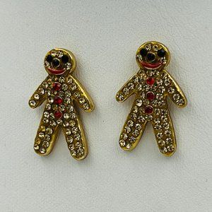 Butler & Wilson Crystal Gingerbread Man Stud Earrings